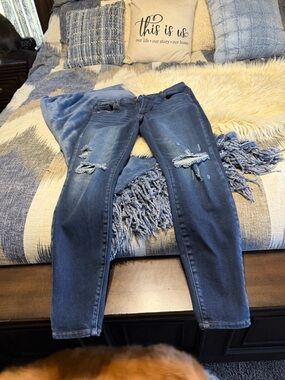 Cello Men's Blue Ripped Skinny Jeans